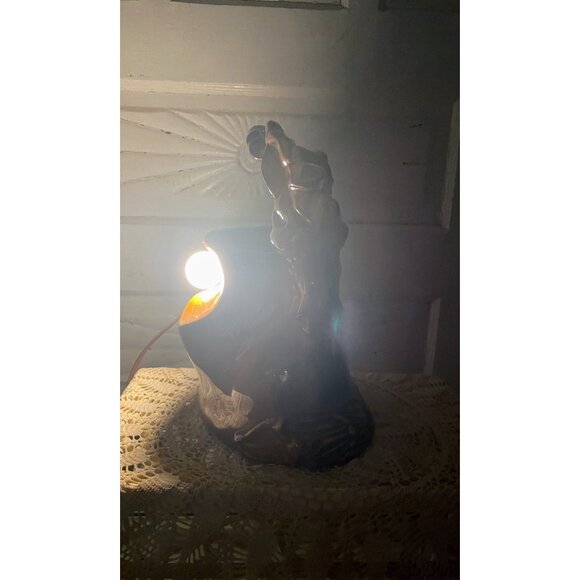 Vintage MCM Horse head TV Lamp/Planter Vase Brown Pottery  Works - Picture 4 of 16
